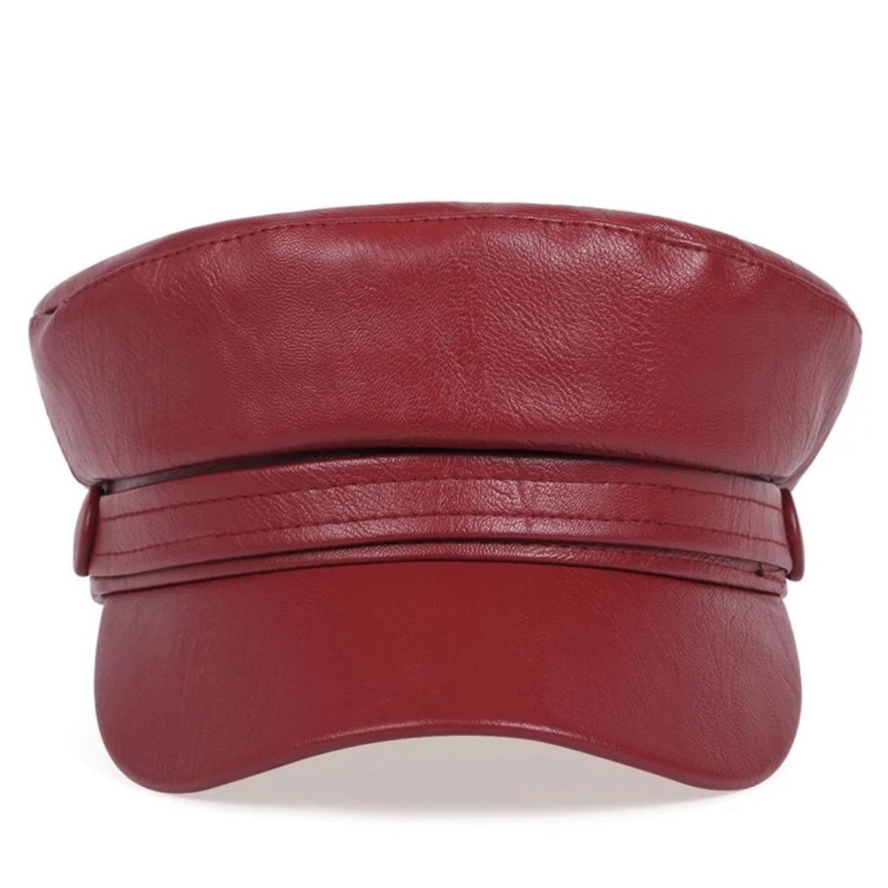 Taylor Swift Inspired Red Faux Leather Baker Boy Hat Cap NWOT